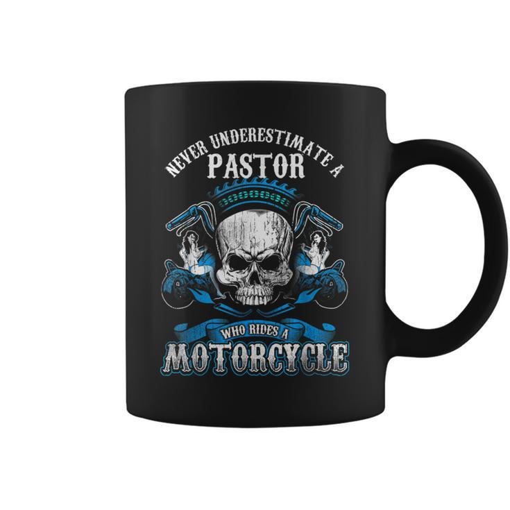Pastor Biker Never Underestimate Motorcycle Skull Coffee Mug