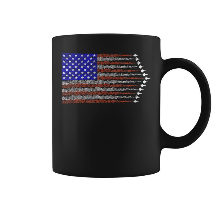 Patriotic 4Th Of July Usa American Flag Fighter Jets Coffee Mug