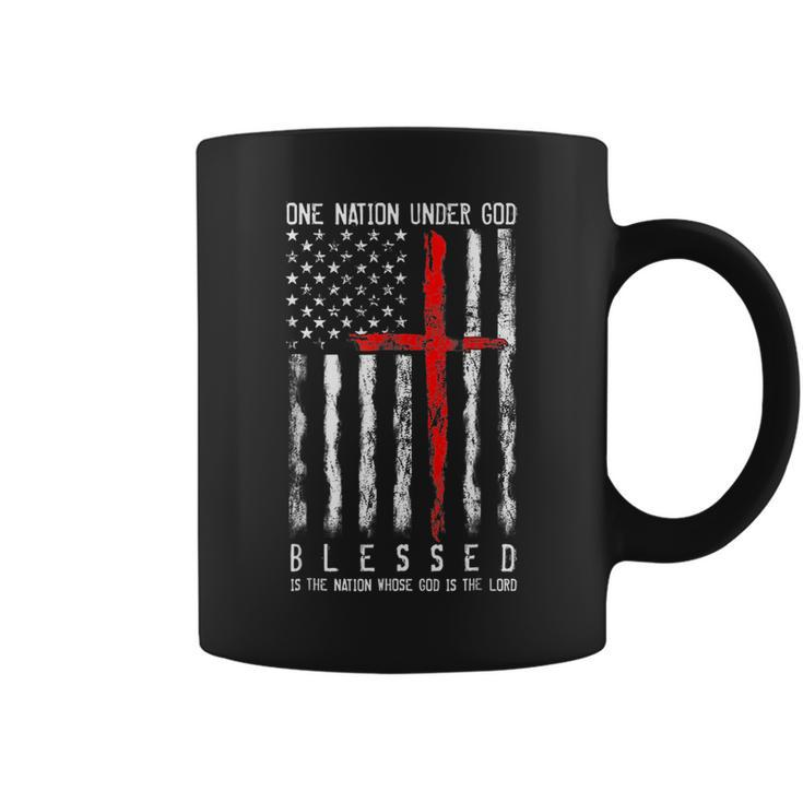 Patriotic Christian Blessed One Nation Under God 4Th Of July Coffee Mug