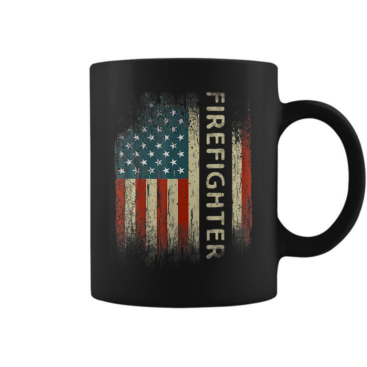 Patriotic Firefighter Gifts American Usa Flag Funny Gift For Mens Coffee Mug