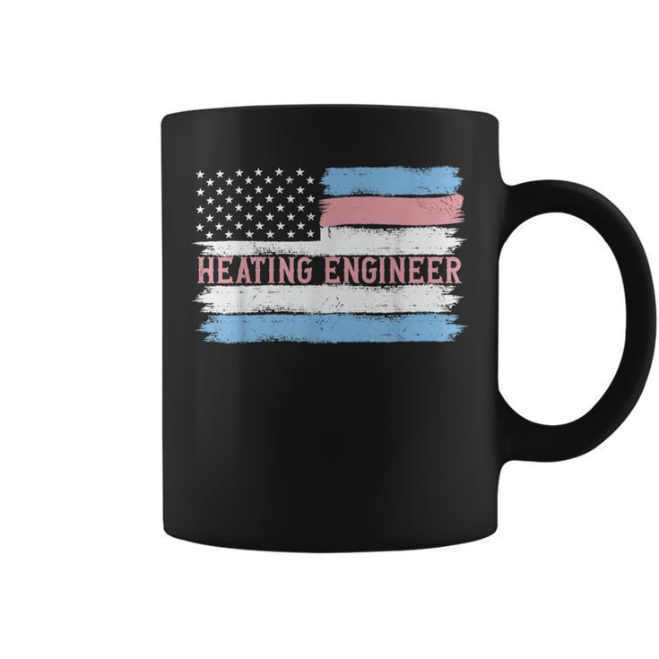 Patriotic Heating Engineer Usa Flag  Coffee Mug