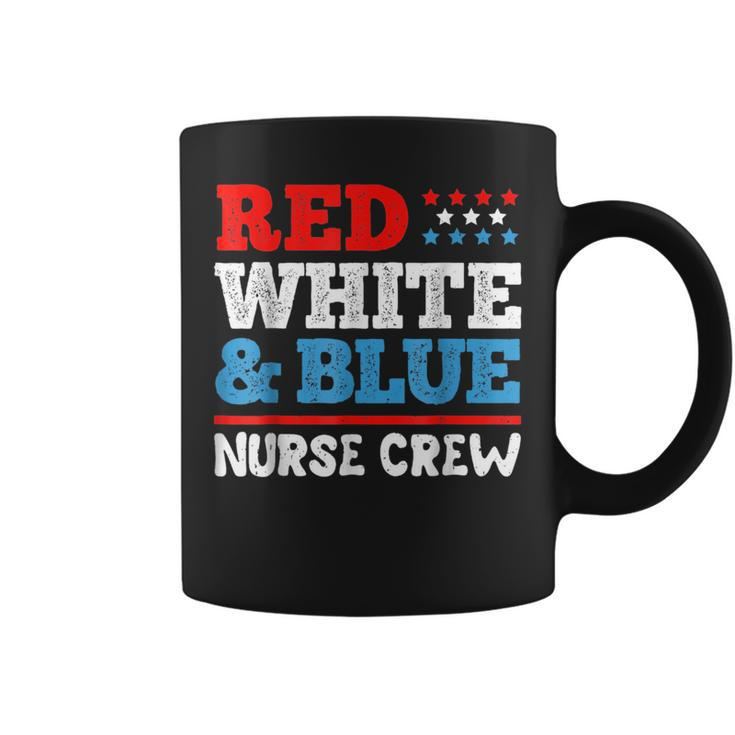 Patriotic Nurse Red White And Blue Nurse Crew American Flag  Coffee Mug