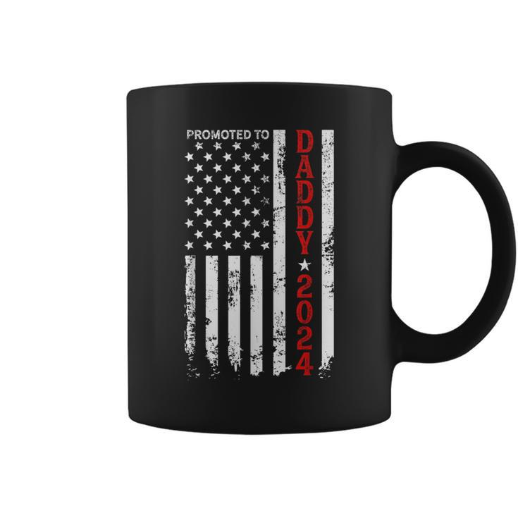 Patriotic Promoted To Daddy Est 2024 First Time Dad Gift For Mens Coffee Mug