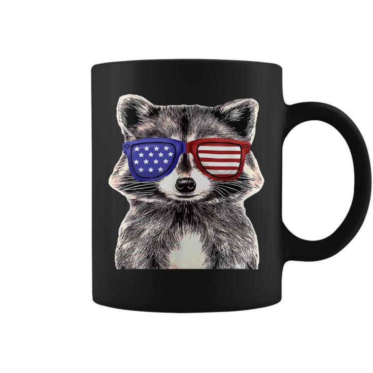 Patriotic Raccoon Wearing Usa Flag Glassess 4Th Of July Coffee Mug