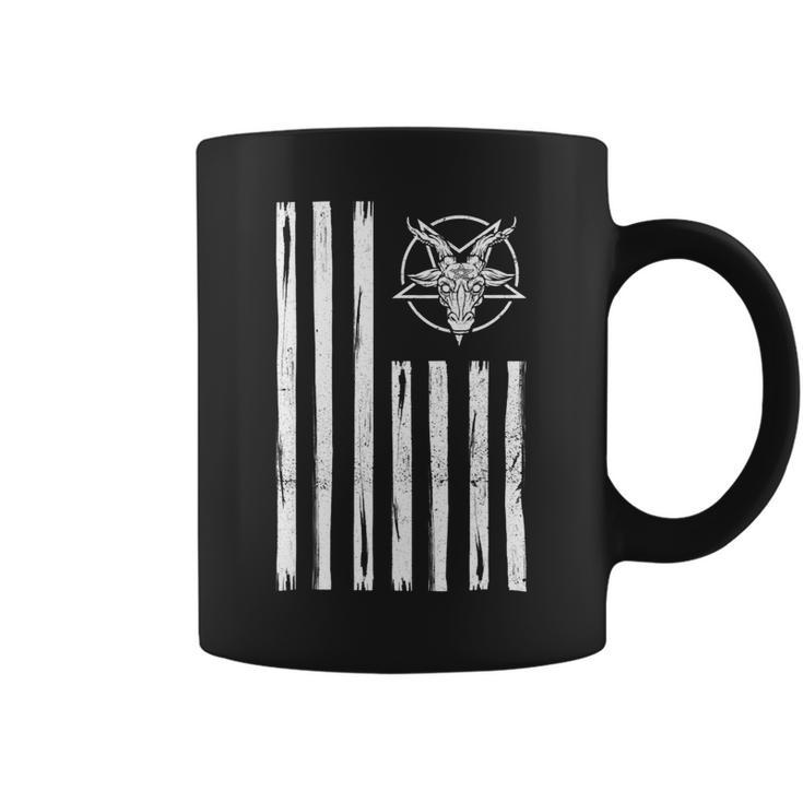 Patriotic Satan American Flag Occult Pentagram Baphomet 666 3 Coffee Mug