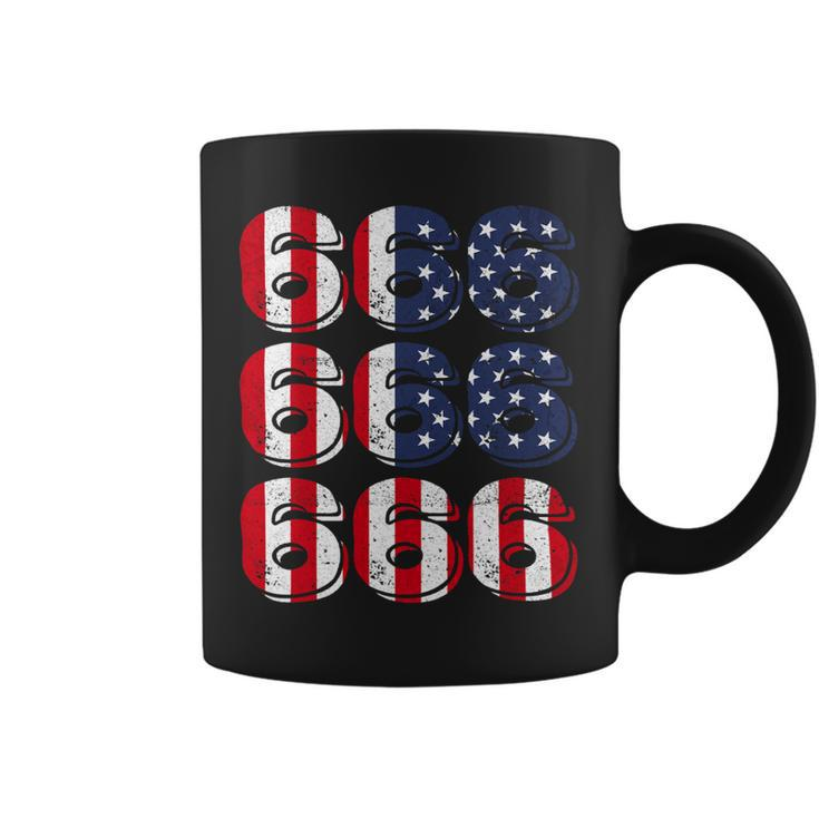 Patriotic Satan American Flag Occult Pentagram Baphomet 666 Coffee Mug