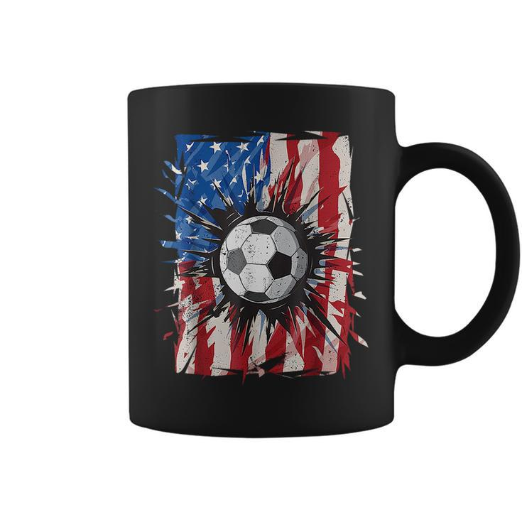 Patriotic Soccer 4Th Of July Men Usa American Flag Boys  Coffee Mug