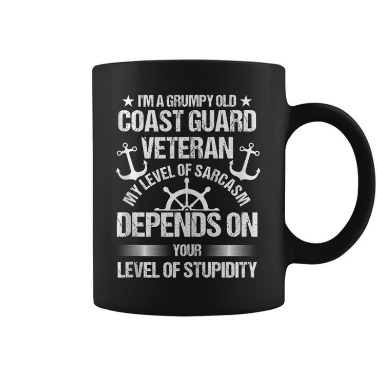 Patriotic Usa Flag Grumpy Old Coast Guard Veteran 4Th July Veteran Funny Gifts Coffee Mug