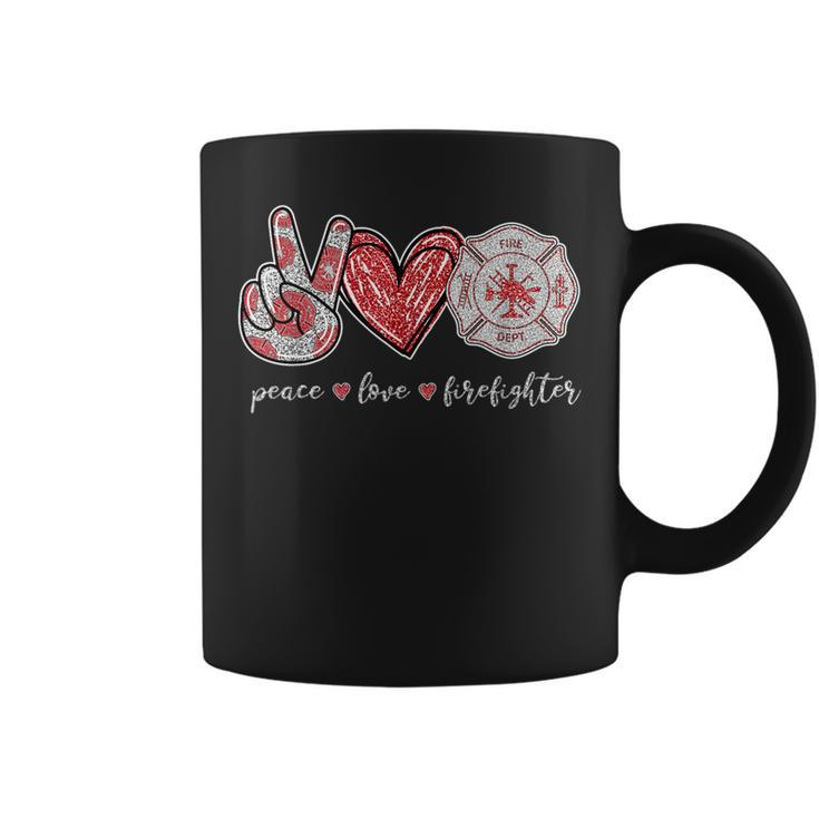 Peace Love Firefighter Cute Firefighter Gifts  Coffee Mug