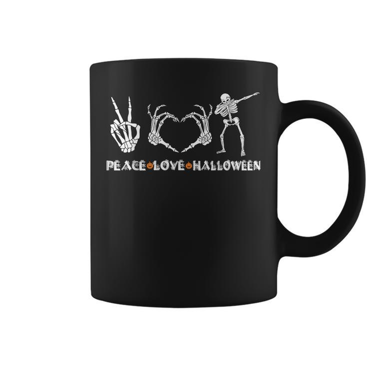 Peace Love Halloween Skeleton Hands Happy Halloween Coffee Mug