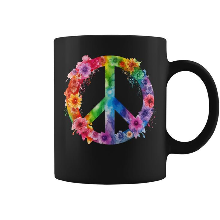 Peace Love Hippie Sign Love Flower World Peace Day Coffee Mug