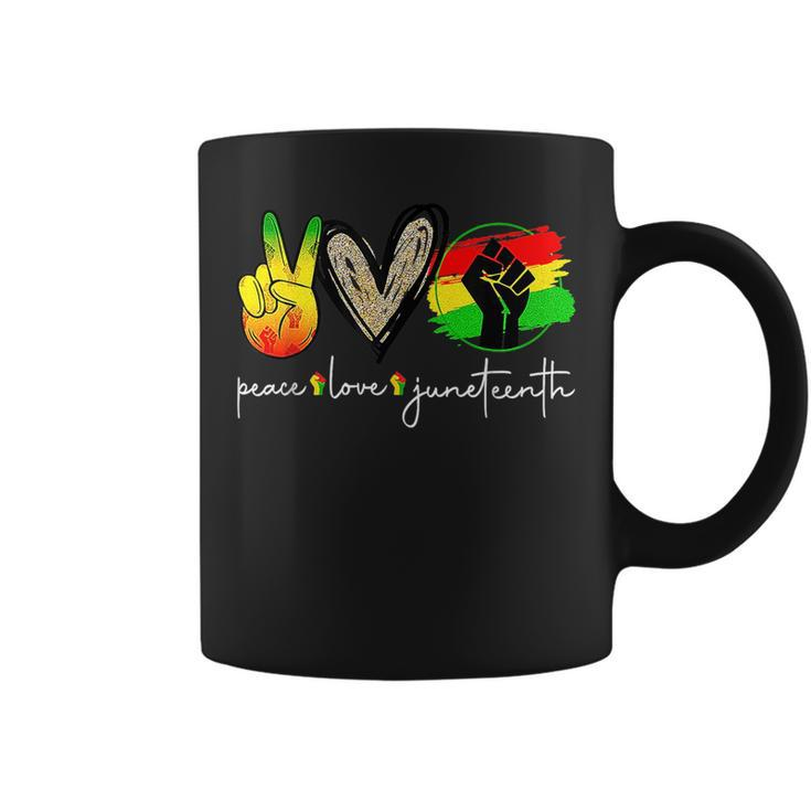 Peace Love Junenth Fist Black Girl Black Queen & King Boy  Coffee Mug