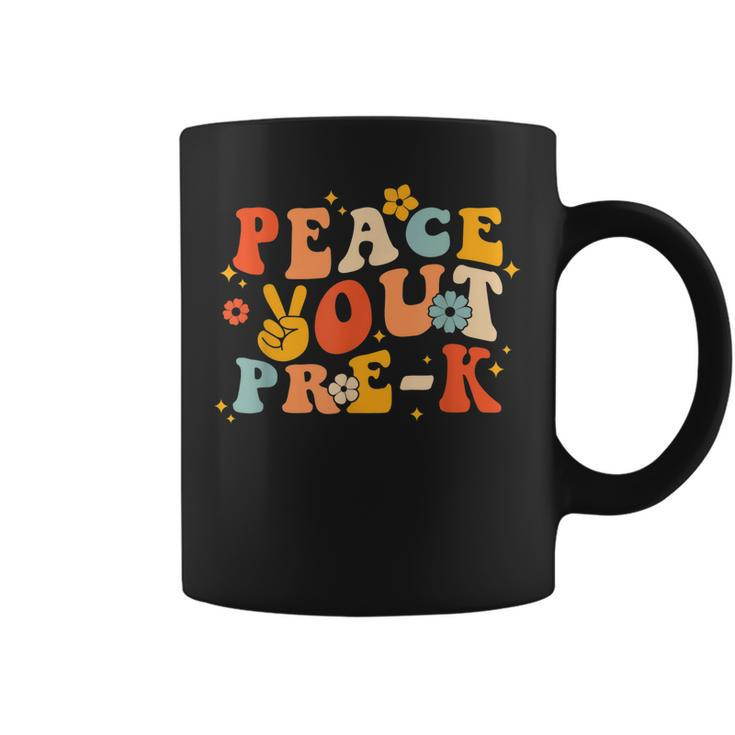 Peace Out Prek Retro Groovy Last Day Of School Preschool Coffee Mug