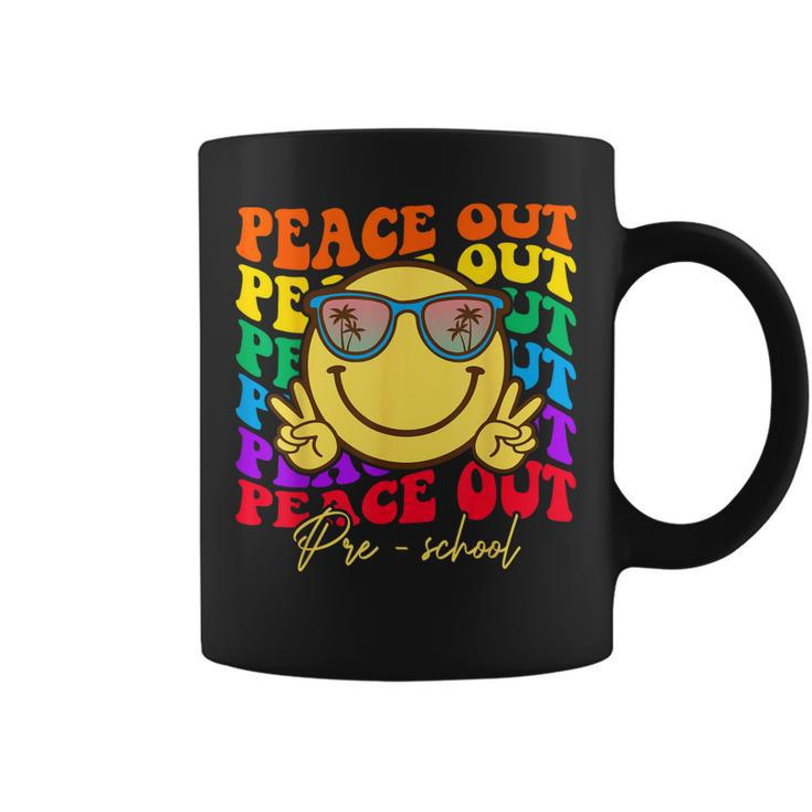 Peace Out Preschool Graduation  Kids Smile Retro Face  Coffee Mug
