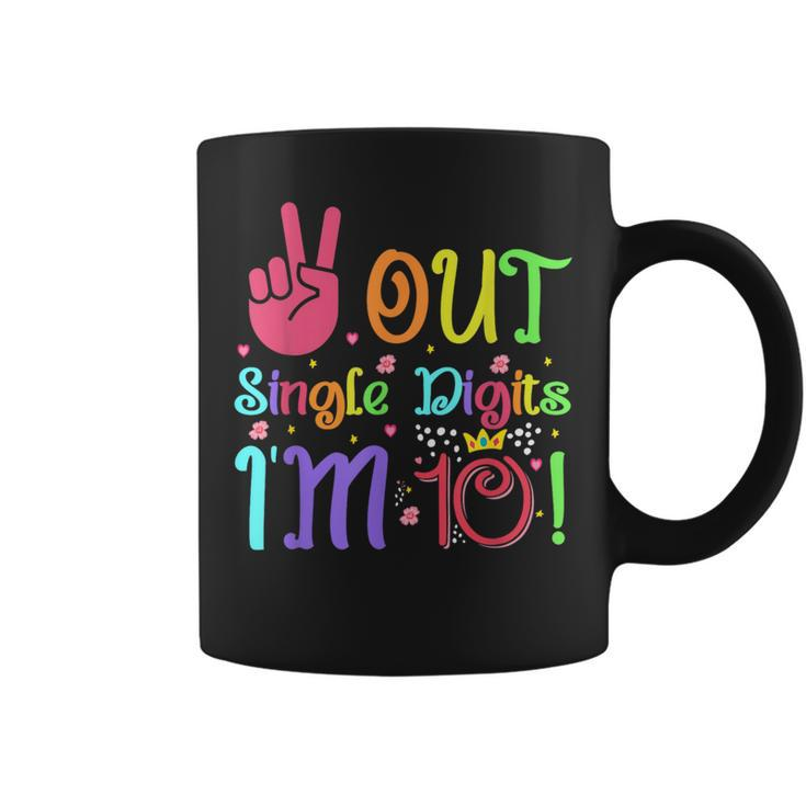 Peace Out Single Digits Im 10 Year Old 10Th Birthday Boys Coffee Mug