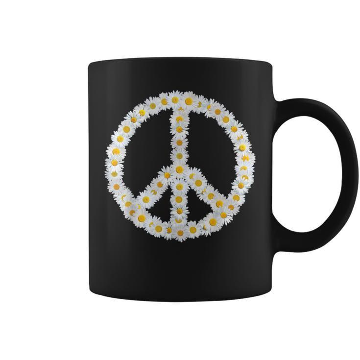 Peace Sign Daisies Retro Floral Hippie Daisy Lover Coffee Mug