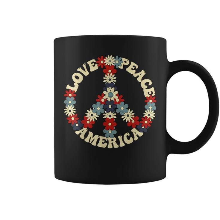 Peace Sign Love Peace America 70S Hippie Patriotic  Coffee Mug