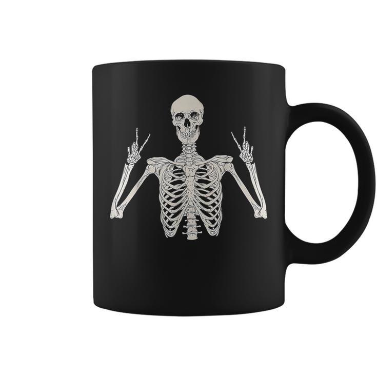 Peace Sign Skeleton Hand On Costume Halloween Coffee Mug