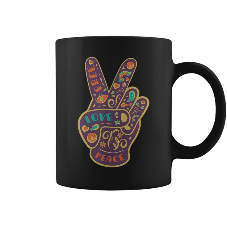 Peace Sign Two Fingers Distressed  Coffee Mug