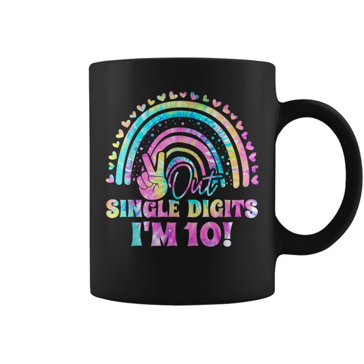 Peace Out Single Digits I'm 10 Tie Dye Birthday Girl Coffee Mug