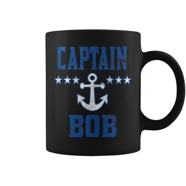 Personalized Boating Vintage Blue Captain Bob Anchor Stars  Coffee Mug