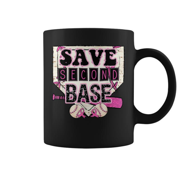 Pink Baseball Breast Cancer Awareness Save Second 2Nd Base Coffee Mug