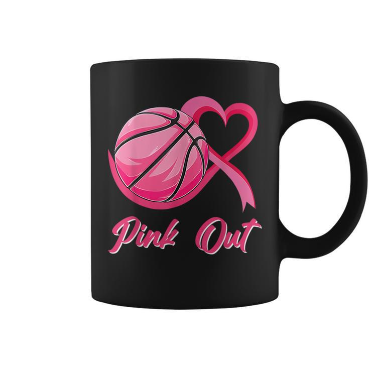Pink Out Basketball Breast Cancer Awareness Pink Ribbon Coffee Mug