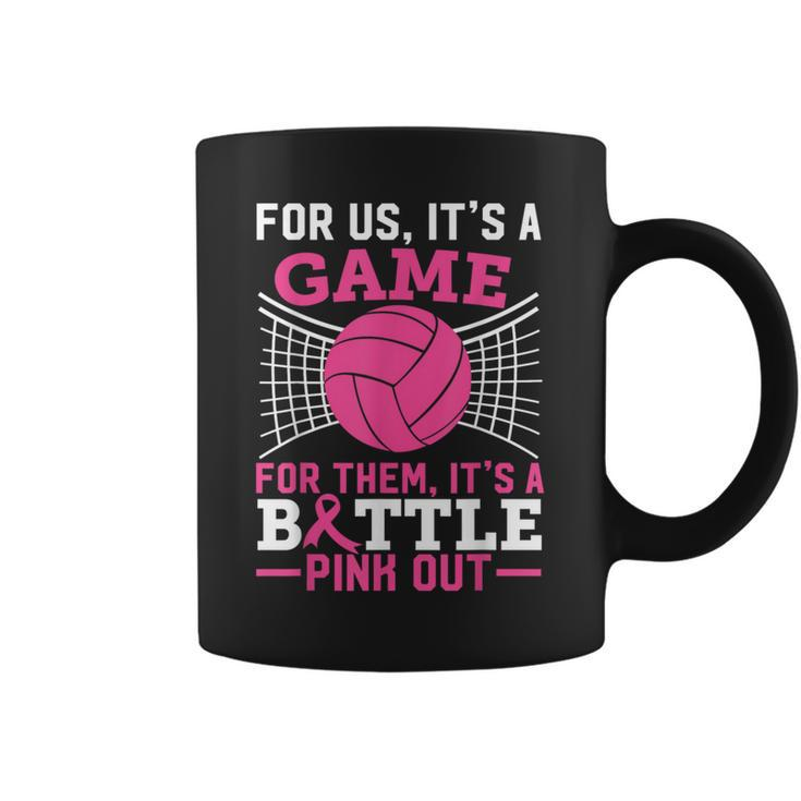 Pink Out Breast Cancer Volleyball Ball Lover N Girl Coffee Mug