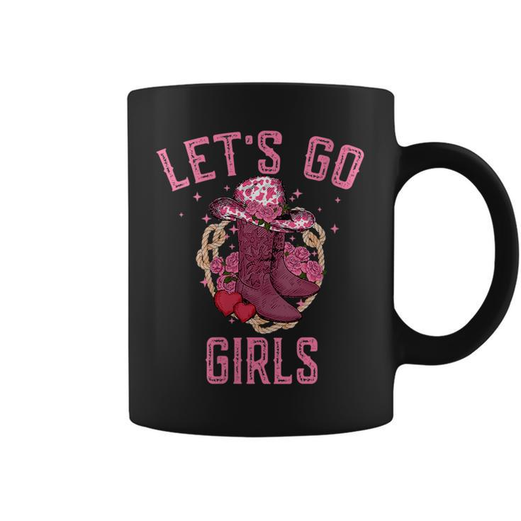 Pink Cowboy Hat Boots Lets Go Girls Western Cowgirls  Coffee Mug