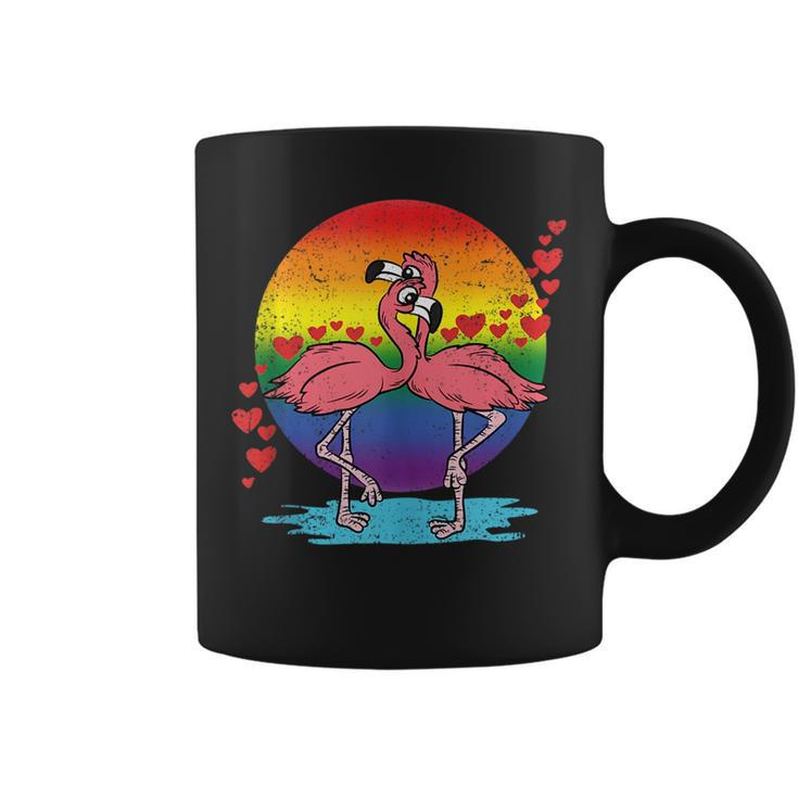 Pink Flamingo Gay Pride Flag Lgbt-Q Rainbow Moon Animal  Coffee Mug
