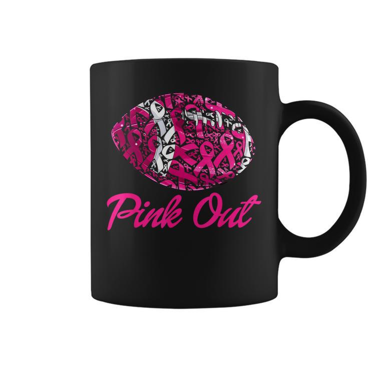 Pink Out Football Pink Ribbon Fight Breast Cancer Awareness Coffee Mug