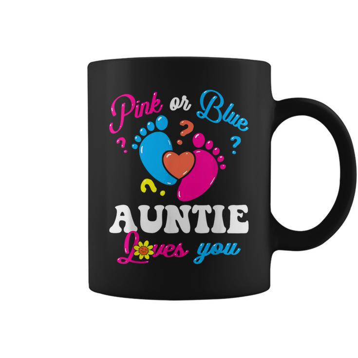 Pink Or Blue Auntie Loves You Baby Gender Reveal Party Women  Coffee Mug