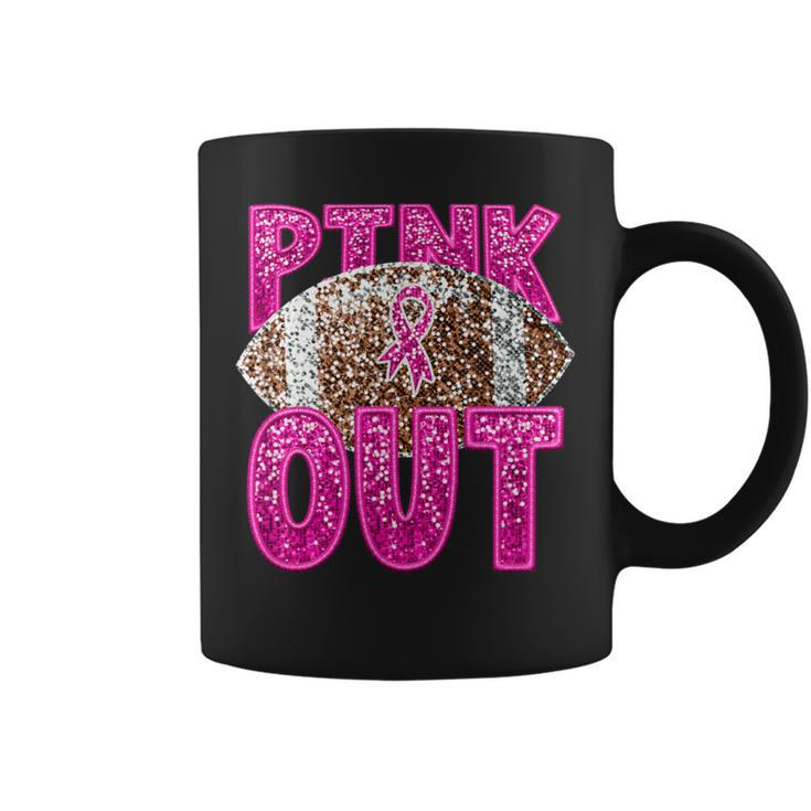 Pink Ribbon Breast Cancer Awareness Football Pink Out Coffee Mug