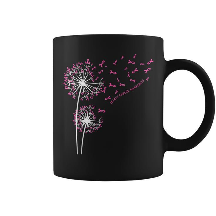 Pink Ribbon Dandelion Hope Love Breast Cancer Awareness Coffee Mug