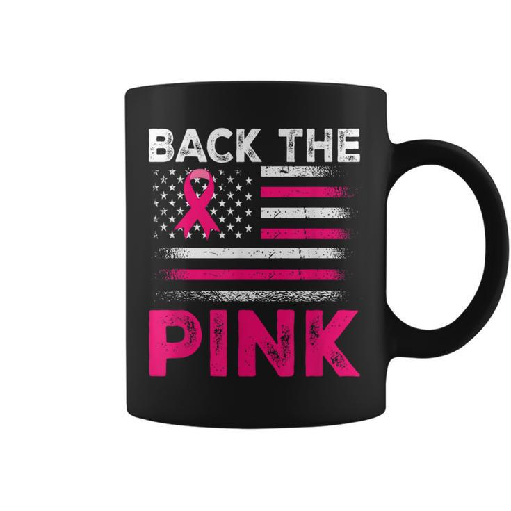 Back The Pink Ribbon Flag Breast Cancer Warrior Coffee Mug