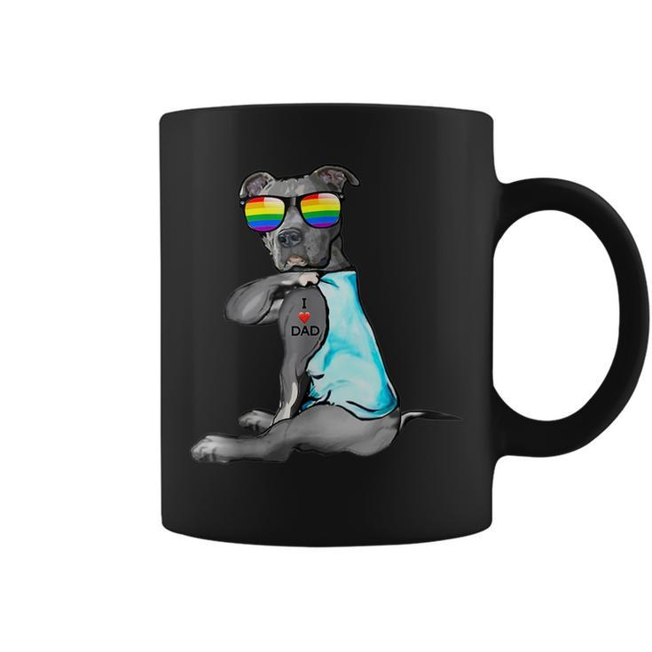 Pitbull Gay Lgbt Pride I Love Dad Tattoo Dog Pitbull Gift  Coffee Mug