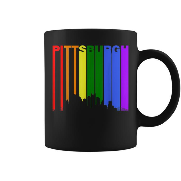 Pittsburgh Pa Downtown Rainbow Skyline Lgbt Gay Pride  Coffee Mug