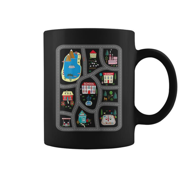 Play Cars On Dads Back Mat Road Car Race Track Gift Cars Funny Gifts Coffee Mug