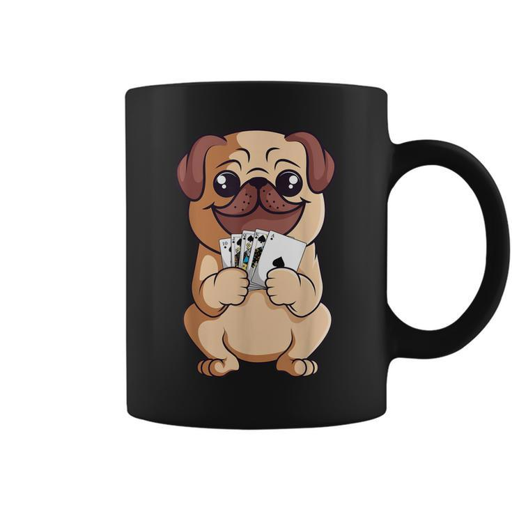 Poker Pug Lover Cute Dog Playing Cards Gambler Gambling  Coffee Mug