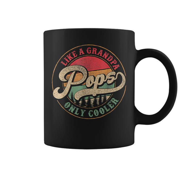 Pops Like A Grandpa Only Cooler Vintage Retro Pops Dad  Gift For Mens Coffee Mug