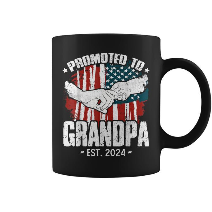 Promoted To Grandpa Est 2024 Patriotic Grandpa Fathers Day Coffee Mug