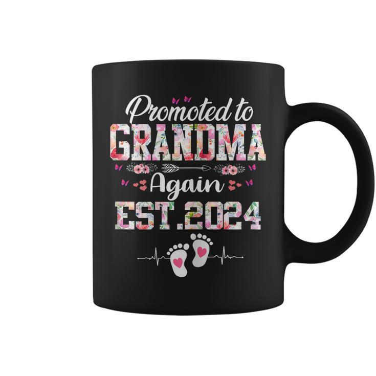 Promoted To Grandma Again 2024 Cute Baby Announcement Women  Coffee Mug