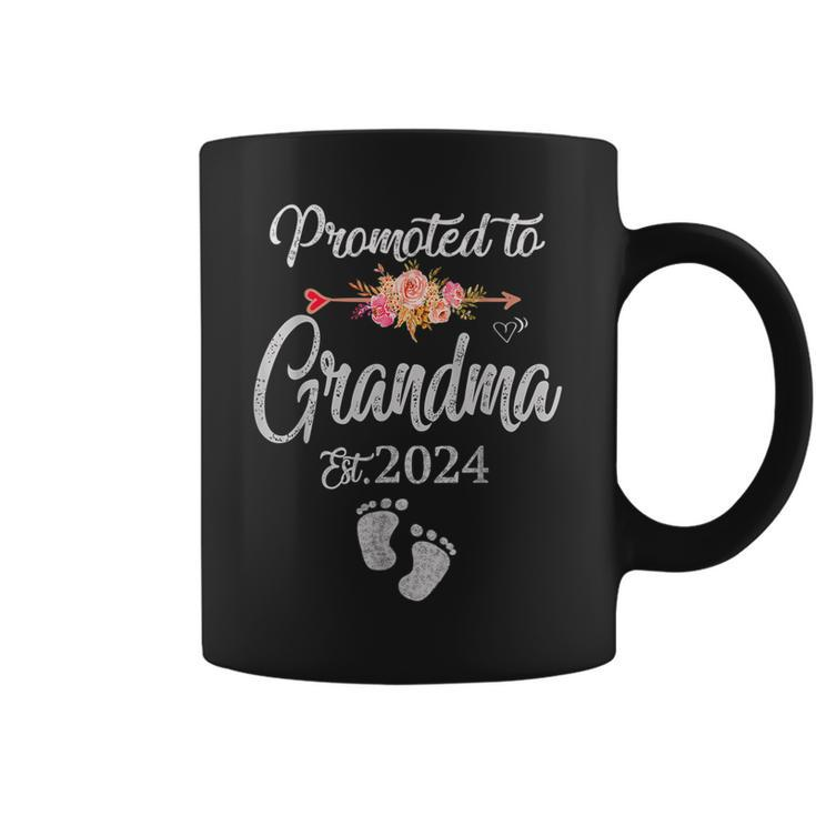 Promoted To Grandma Est 2024 Flower Mothers Day New Grandma  Coffee Mug