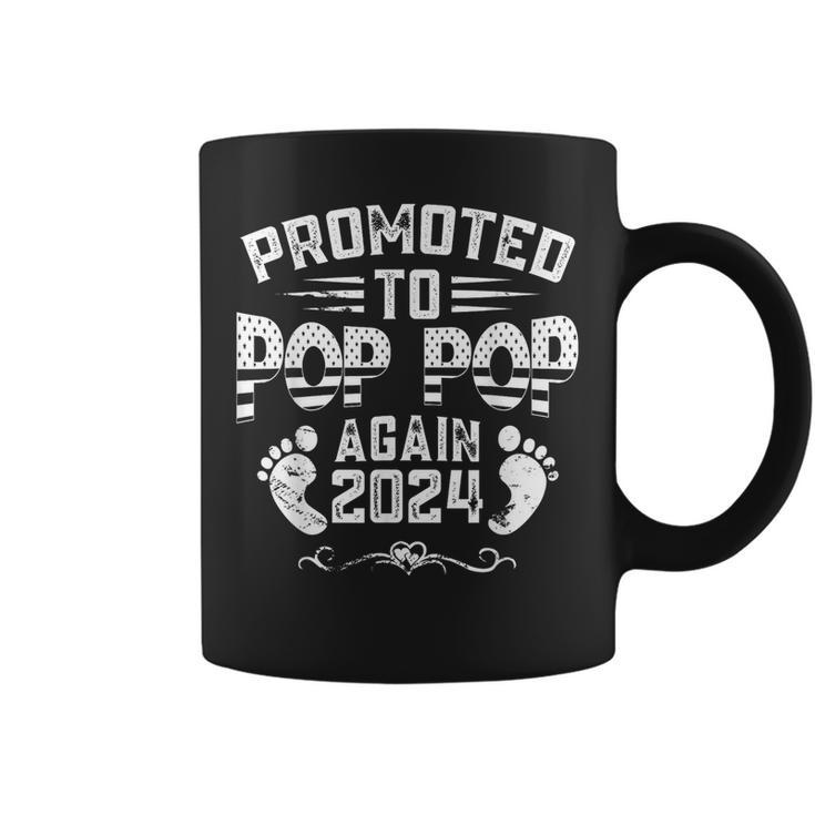 Promoted To Pop Pop Again 2024 Funny Pregnancy Announcement Coffee Mug