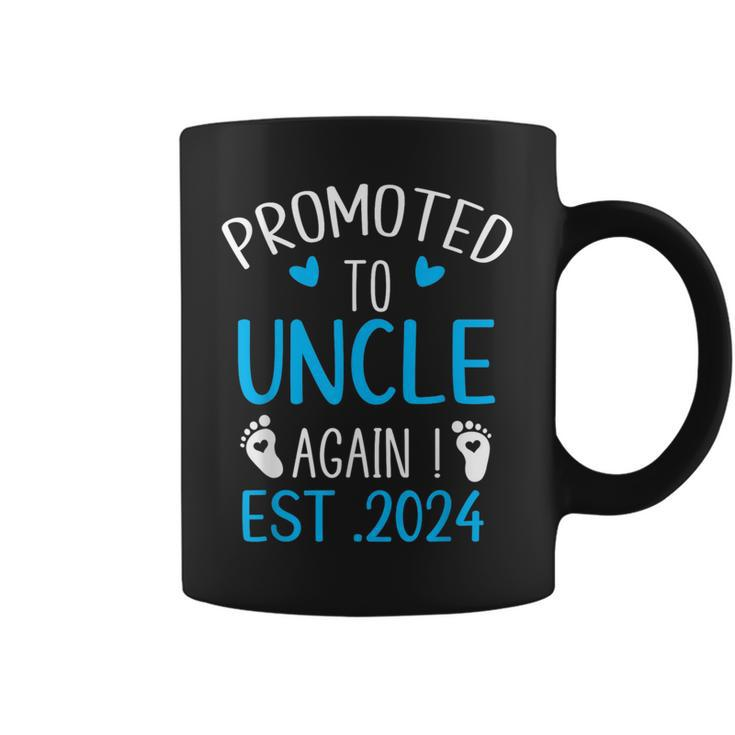 Promoted To Uncle 2024 Again Uncle New Baby Est 2024 Funny Gifts For Uncle Coffee Mug