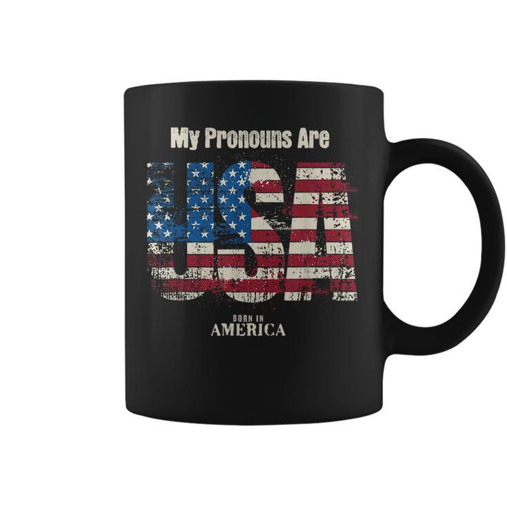 My Pronouns Are Usa 4Th Of July Celebration Proud American Coffee Mug
