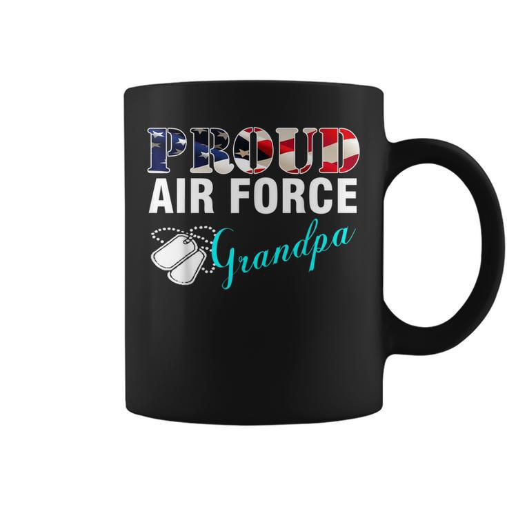 Proud Air Force Grandpa With American Flag  Veteran Coffee Mug