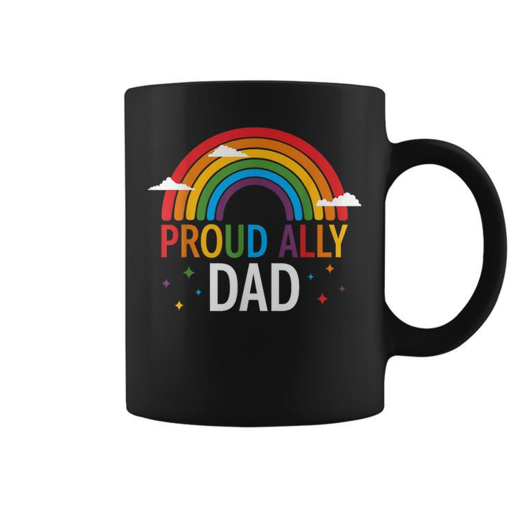 Proud Ally Dad Lgbt Vintage Rainbow Gay Pride Daddy Lgbt  Coffee Mug