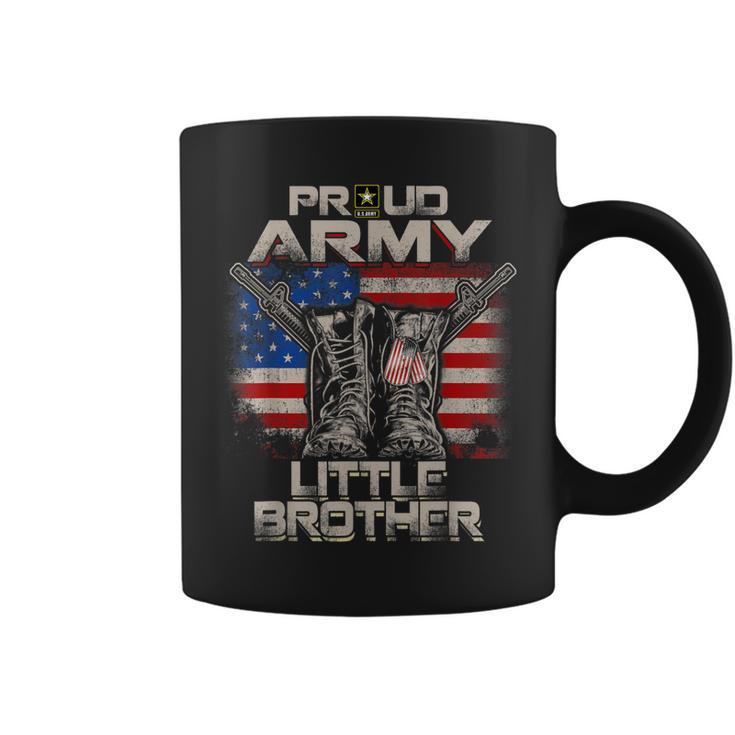 Proud Army Little Brother America Flag Us Military Pride Coffee Mug