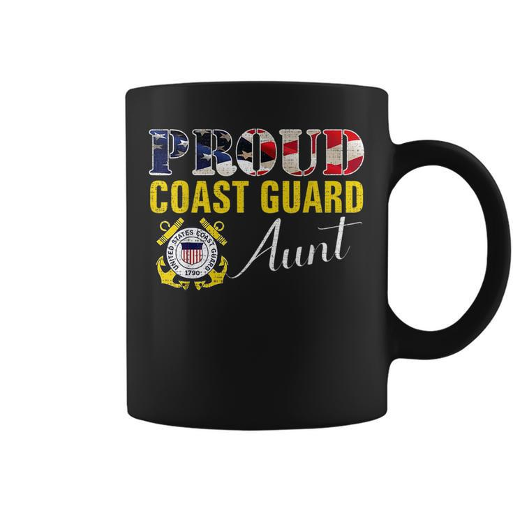 Proud Coast Guard Aunt With American Flag For Veteran Day Veteran Funny Gifts Coffee Mug